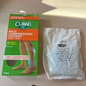 New Curad Knee high Mild Compression Hosiery Regular Black 8-15 mmHg, size Large